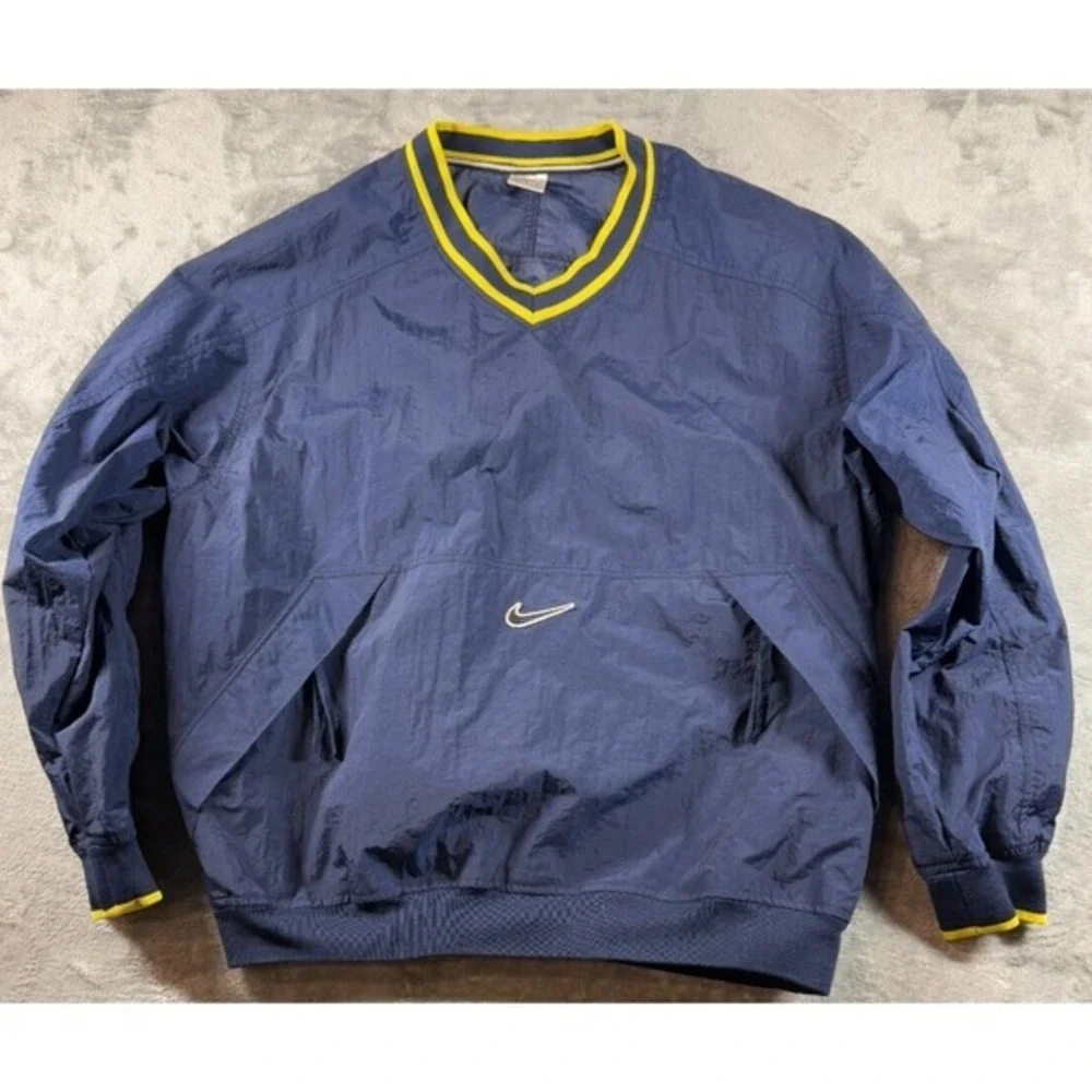 Vintage 1990s Nike L Navy Blue Pullover Nylon Windbreaker Jacket